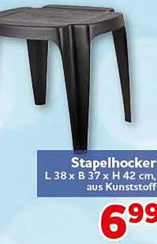 Stapelhocker L 38 x B 37 x H 42 cm, aus Kunststoff