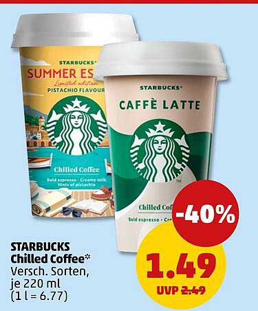 STARBUCKS Chilled Coffee** Versch. Sorten, je 220 ml (1 l = 6.77)