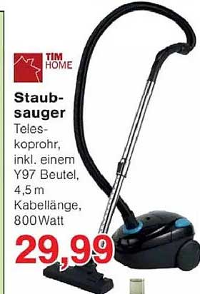 Staub-sauger Teleskoprohr, inkl. einem Y97 Beutel, 4,5 m Kabellänge, 800Watt