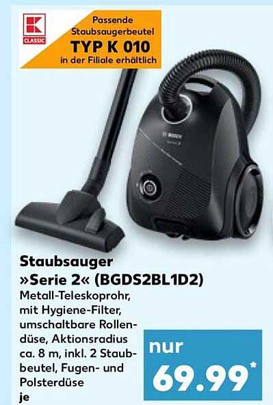 Staubsauger »Serie 2« (BGDS2BL1D2)