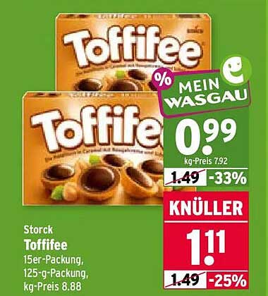 Storck Toffifee 15er-Packung, 125-g-Packung, kg-Preis 8.88