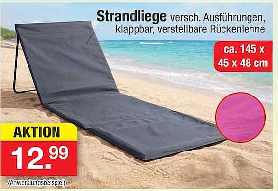 Strandliege versch. Ausführungen, klappbar, verstellbare Rückenlehne