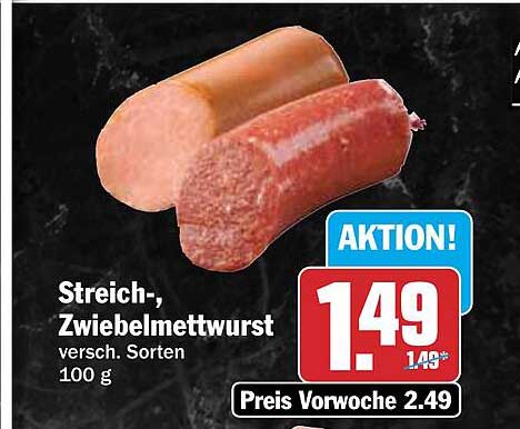 Streich-, Zwiebelmettwurst versch. Sorten 100 g