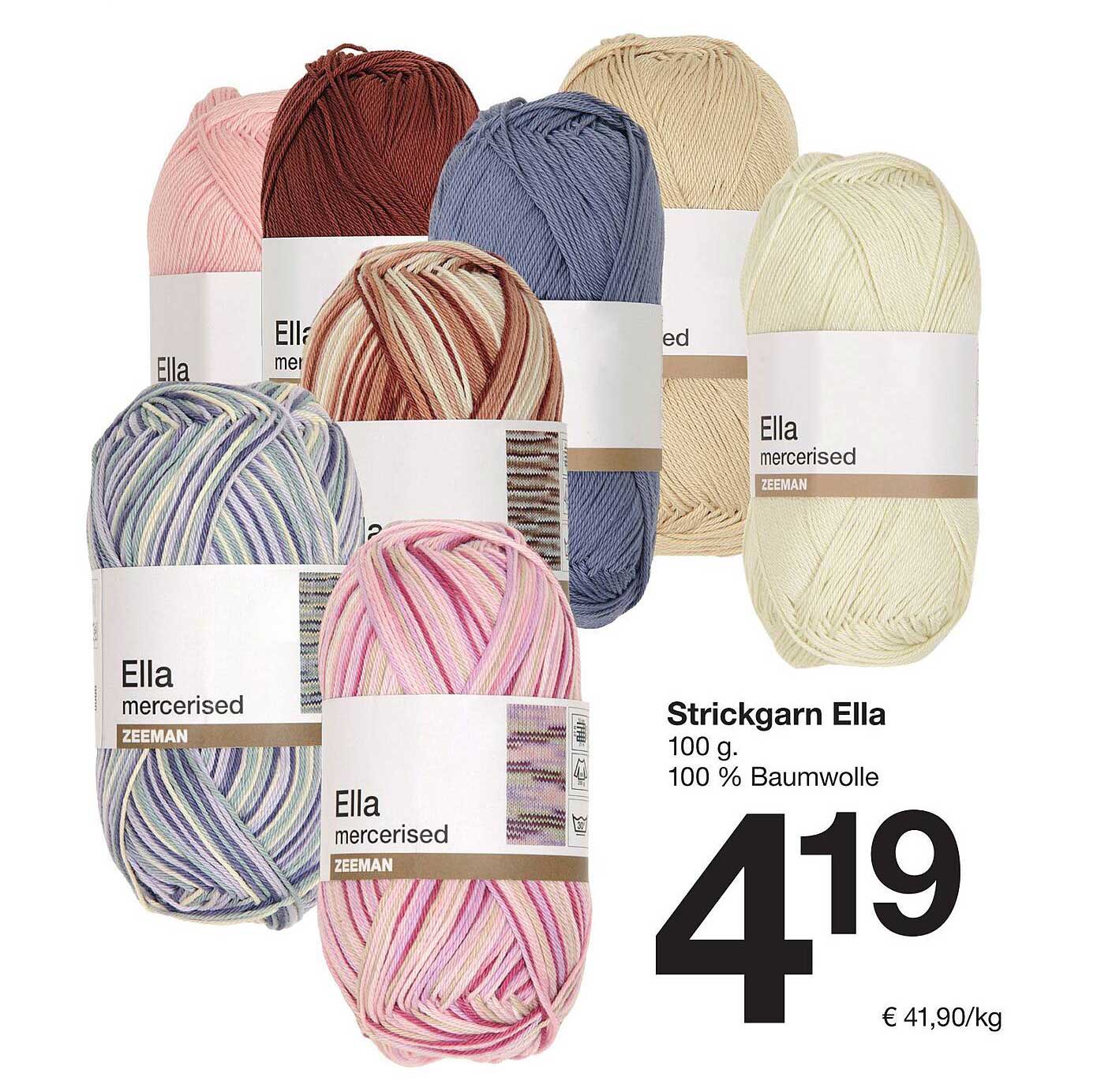Strickgarn Ella 100 g. 100 % Baumwolle