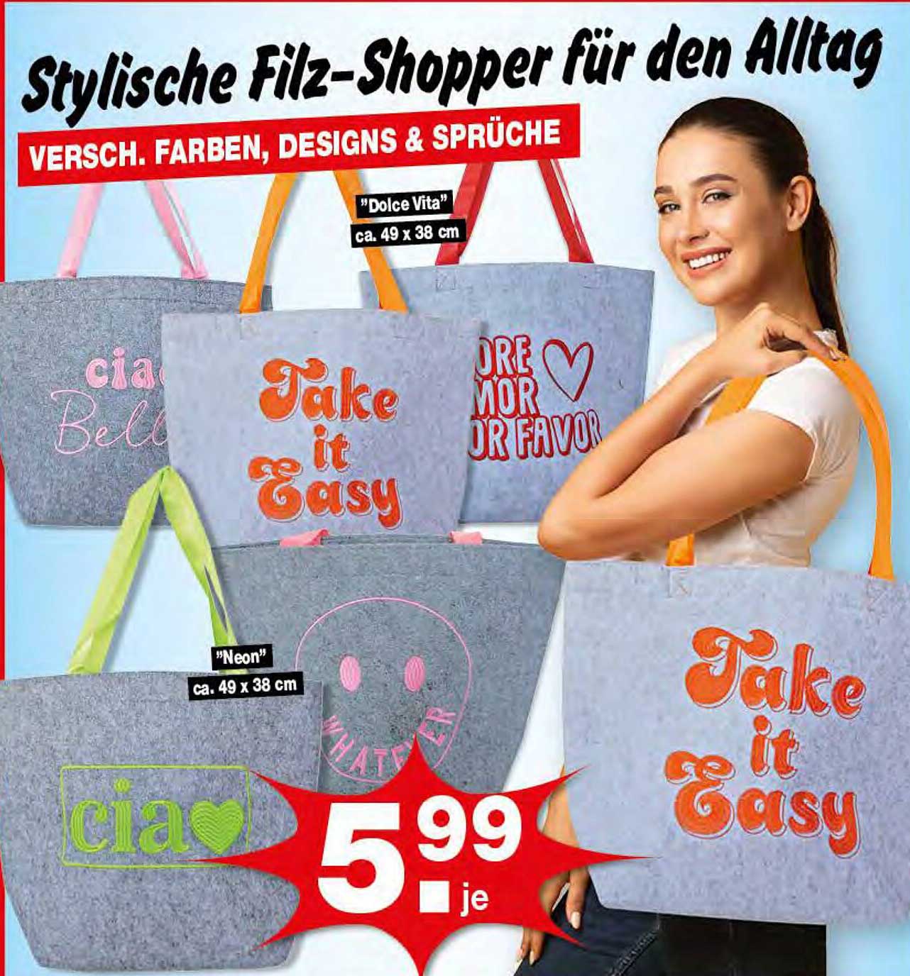 Stylische Filz-Shopper für den Alltag