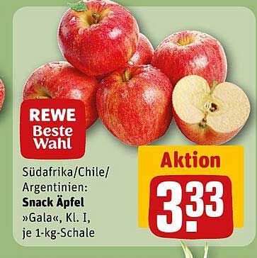 Südafrika/Chile/Argentinien: Snack Äpfel »Gala«, Kl. I, je 1-kg-Schale
