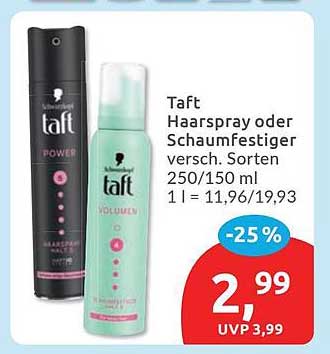 Taft Haarspray oder Schaumfestiger versch. Sorten 250/150 ml