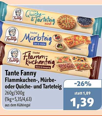 Tante Fanny Flammkuchen-, Mürbe- oder Quiche- und Tarteteig