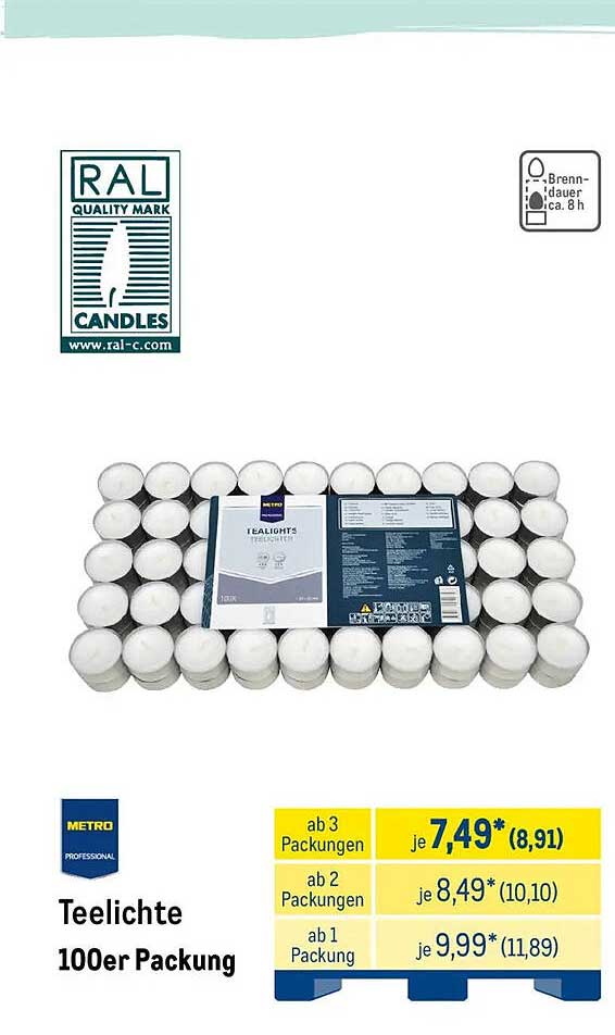 Teelichte 100er Packung