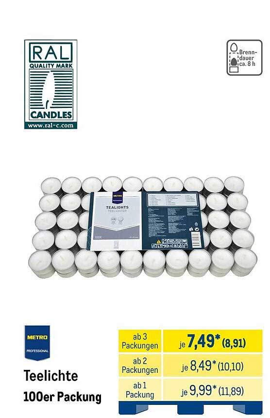 Teelichte 100er Packung