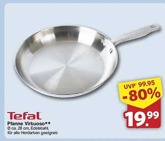Tefal Pfanne Virtuoso** Ø ca. 28 cm, Edelstahl, für alle Herdarten geeignet