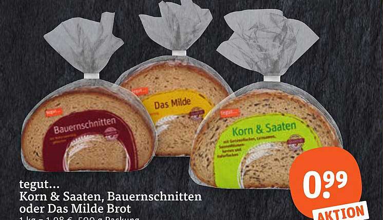 tegut… Korn & Saaten, Bauernschnitten oder Das Milde Brot