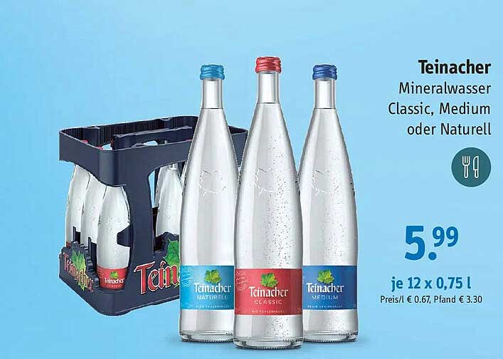 Teinacher Mineralwasser Classic, Medium oder Naturell