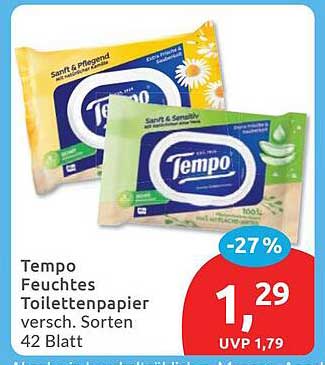 Tempo Feuchtes Toilettenpapier versch. Sorten 42 Blatt