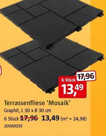 Terrassenfliese 'Mosaik' Graphit, L 30 x B 30 cm