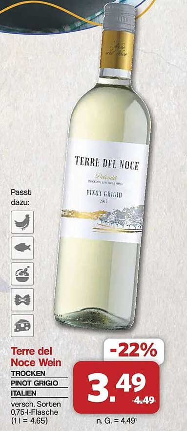 Terre del Noce Wein TROCKEN PINOT GRIGIO ITALIEN