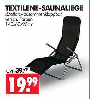 TEXTILENE-SAUNALIEGE »Stafford« zusammenklappbar, versch. Farben 140x60x96cm
