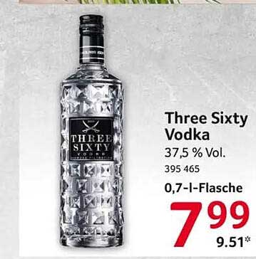 Three Sixty Vodka 37,5 % Vol. 0,7-l-Flasche