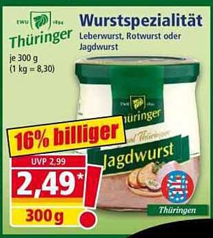Thüringer Wurstspezialität Leberwurst, Rotwurst oder Jagdwurst