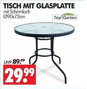 TISCH MIT GLASPLATTE