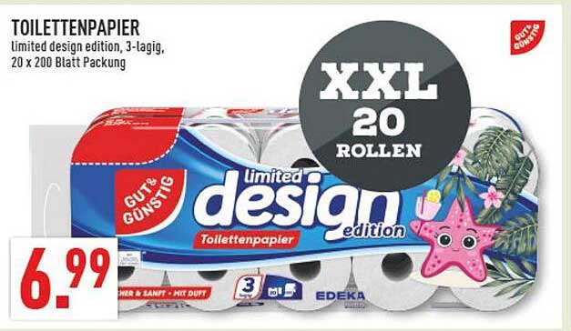 TOILETTENPAPIER limited design edition, 3-lagig, 20 x 200 Blatt Packung