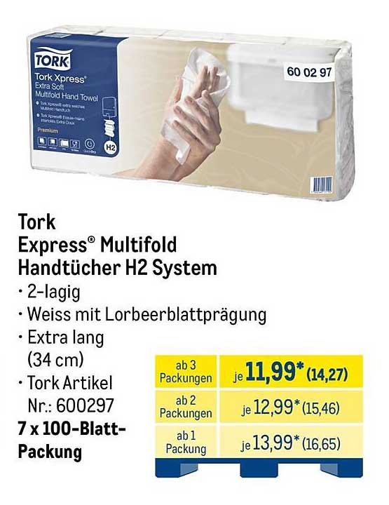 Tork Express® Multifold Handtücher H2 System