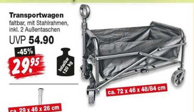 Transportwagen faltbar, mit Stahlrahmen, inkl. 2 Außentaschen