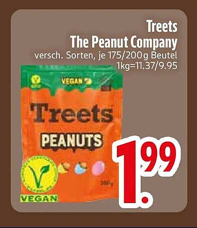 Treets The Peanut Company versch. Sorten, je 175/200 g Beutel 1kg=11.37/9.95