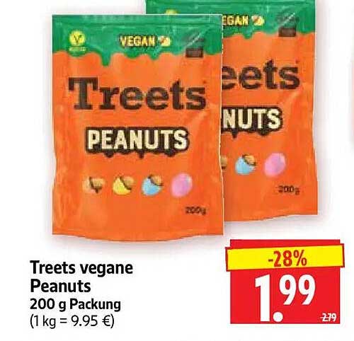 Treets vegane Peanuts 200 g Packung (1 kg = 9.95 €)
