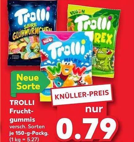 TROLLI Frucht-gummis versch. Sorten je 150-g-Packg. (1 kg = 5.27)