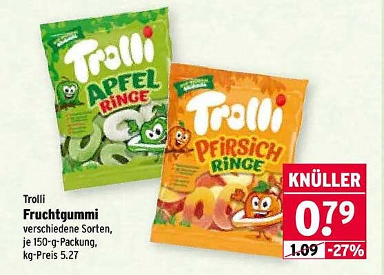 Trolli Fruchtgummi verschiedene Sorten, je 150-g-Packung, kg-Preis 5.27