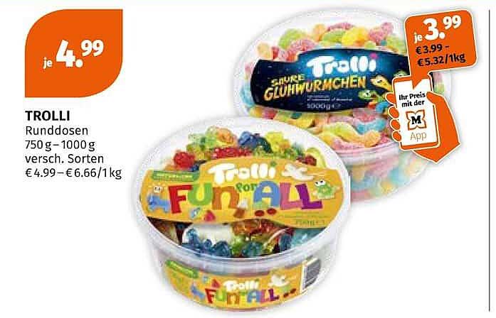 TROLLI Runddosen 750 g – 1000 g versch. Sorten