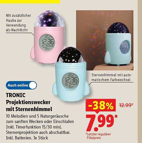 TRONIC Projektionswecker mit Sternenhimmel