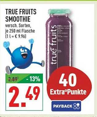 TRUE FRUITS SMOOTHIE versch. Sorten, je 250 ml Flasche (1 l = € 9.96)