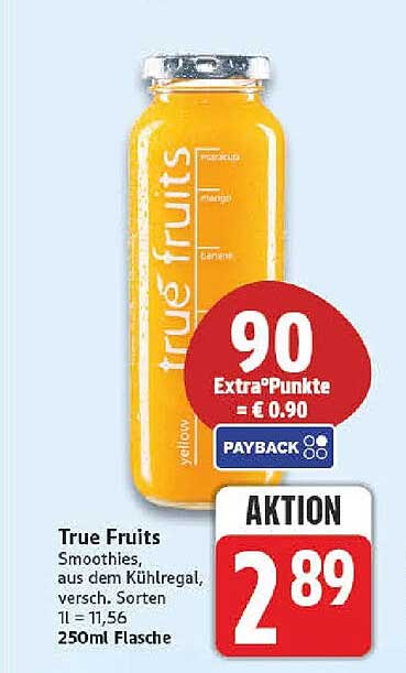True Fruits Smoothies, aus dem Kühlregal, versch. Sorten, 1 l = 11,56, 250ml Flasche