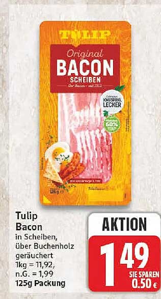 Tulip Bacon in Scheiben, über Buchenholz geräuchert