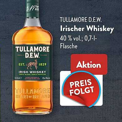 TULLAMORE D.E.W. Irischer Whiskey 40 % vol., 0,7-l-Flasche