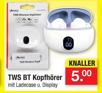 TWS BT Kopfhörer mit Ladecase u. Display