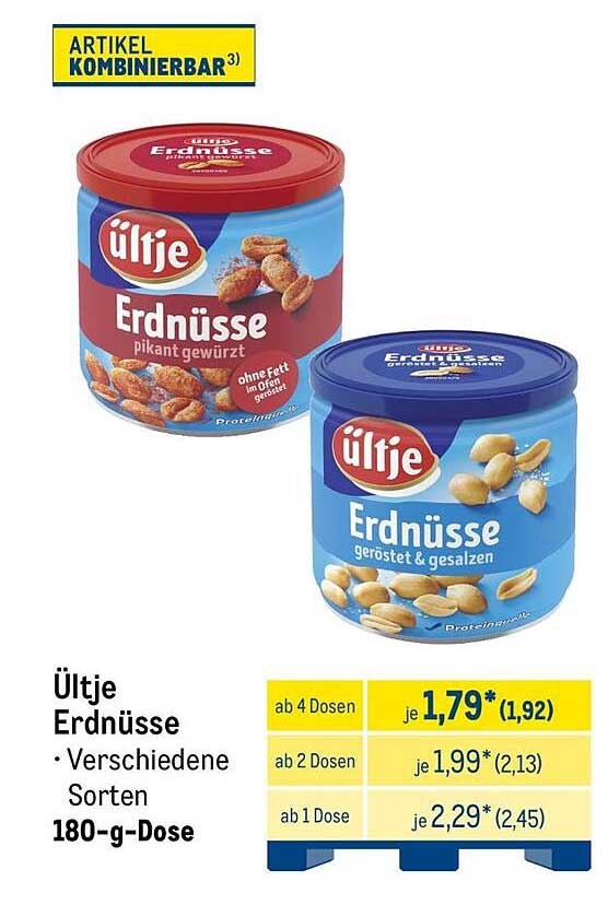 Ültje Erdnüsse Verschiedene Sorten 180-g-Dose