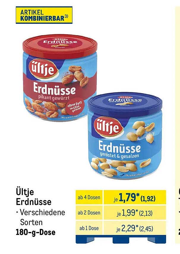 Ültje Erdnüsse • Verschiedene Sorten 180-g-Dose