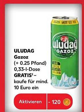 ULUDAG Gazoz (+ 0.25 Pfand) 0,33-l-Dose GRATIS¹ – kaufe für mind. 10 Euro ein