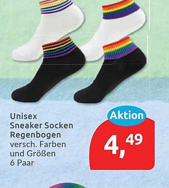 Unisex Sneaker Socken Regenbogen versch. Farben und Größen 6 Paar