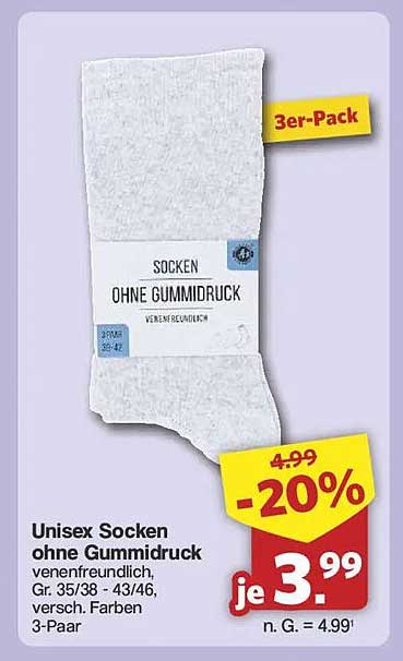 Unisex Socken ohne Gummidruck