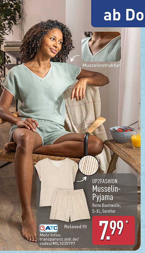 UP2FASHION Musselin-Pyjama