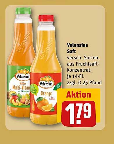 Valensina Saft versch. Sorten, aus Fruchtsaftkonzentrat, je 1-l-Fl. zzgl. 0.25 Pfand