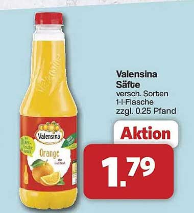 Valensina Säfte versch. Sorten 1-L-Flasche zzgl. 0.25 Pfand Aktion