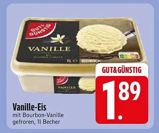 Vanille-Eis mit Bourbon-Vanille gefroren, 1l Becher