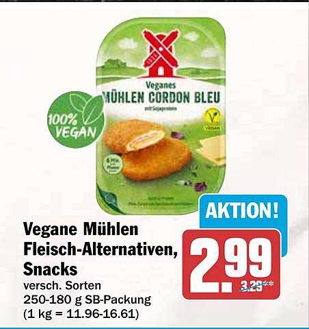 Vegane Mühlen Fleisch-Alternativen, Snacks