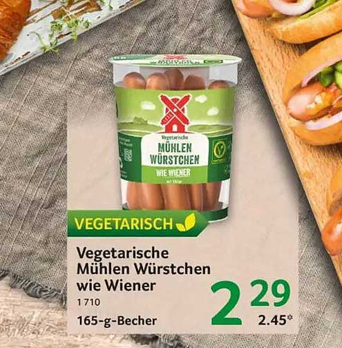 Vegetarische Mühlen Würstchen wie Wiener 1710 165-g-Becher