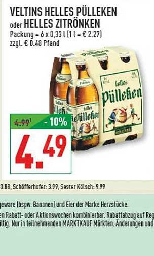 VELTINS HELLES PÜLLEKEN oder HELLES ZITRÖNKEN